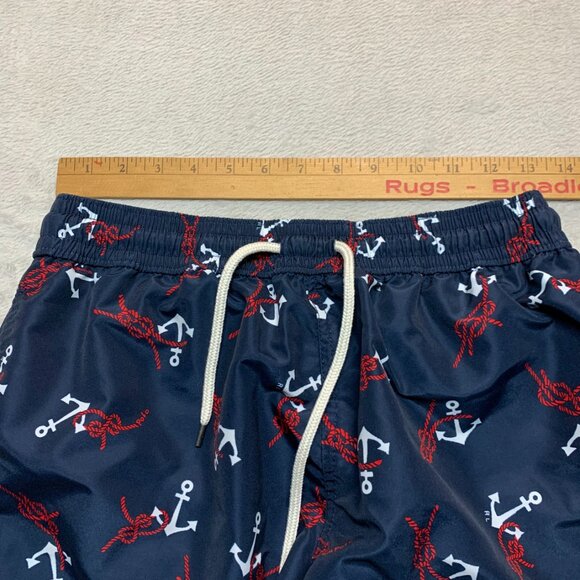 Polo Ralph Lauren Swim Trunks Shorts Men M Nautical Anchor Red White Blue - Picture 7 of 7